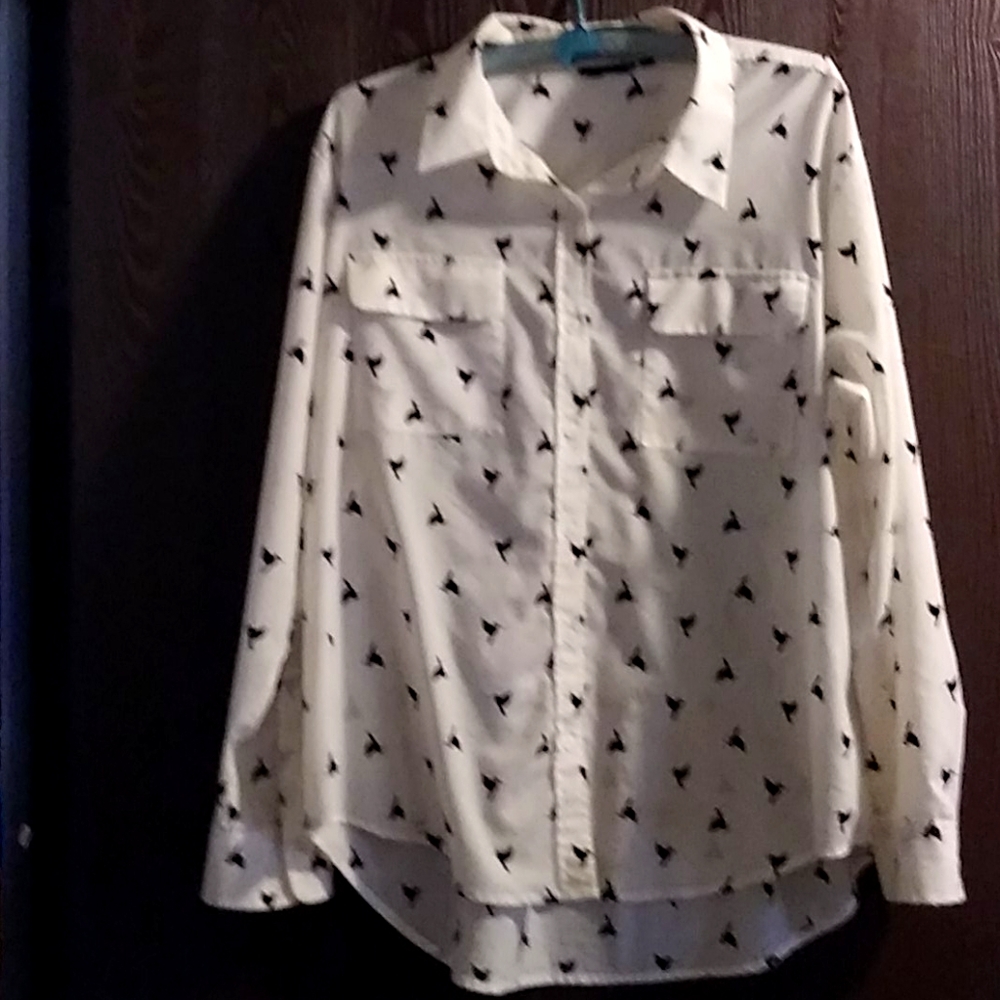 Blouse with Black birds on it